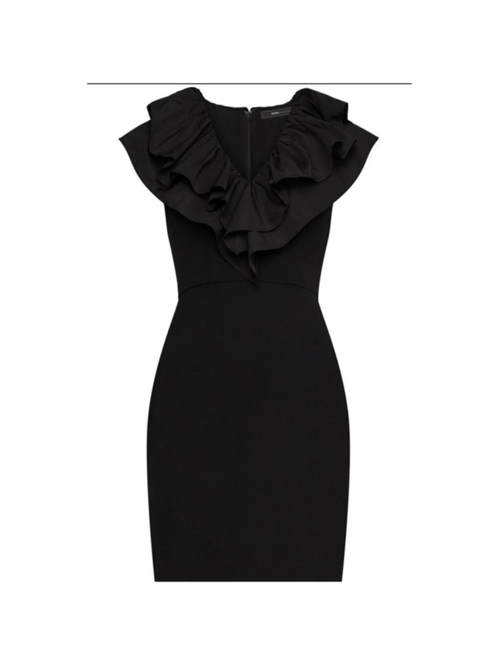 NWT BCBGMAXAZRIA Romantic Ruffle Neck Little Black Cocktail Party Dress 12